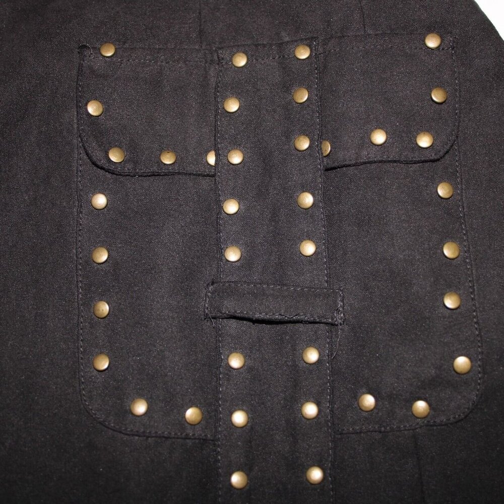 Carole Little Petites Sz M Black Bronze Studded Pockets Lined Polyester Jacket - Picture 12 of 16